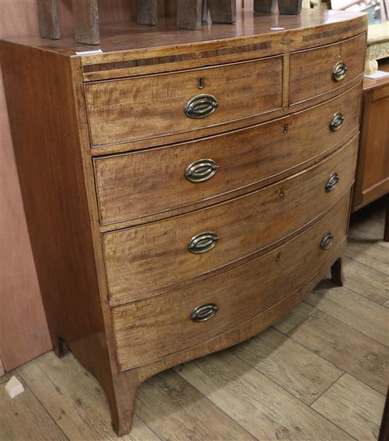 A Regency inlaid mahogany bowfront chest, W.106cm